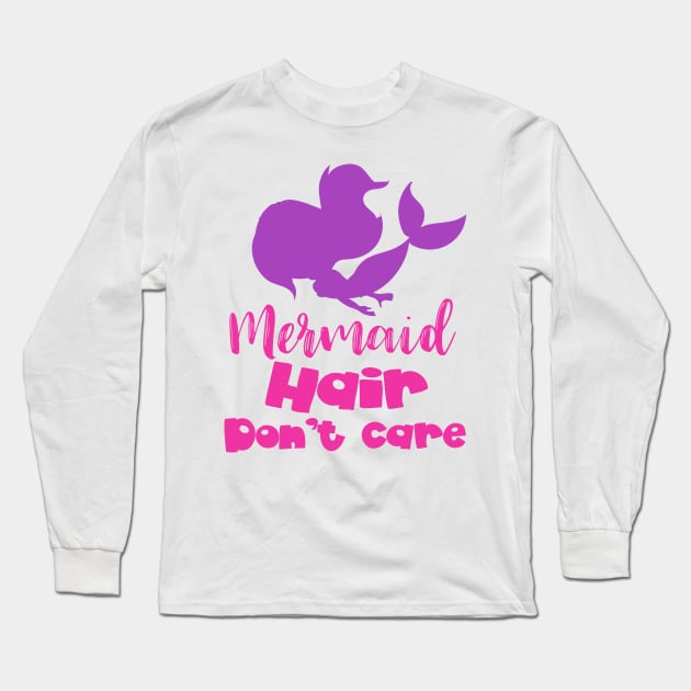 Mermaid Hair Don't Care, Mermaid Silhouette, Tail Long Sleeve T-Shirt by Jelena Dunčević